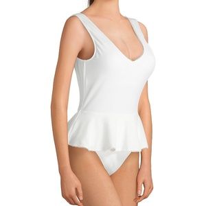 white peplum swimsuit